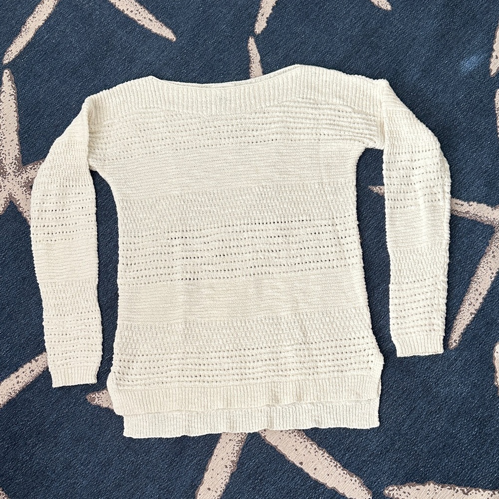 Old Navy Cream Open-Knit Scoop Neck Sweater